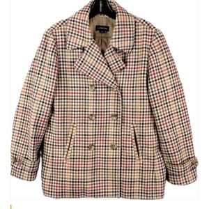 Lands' End Women's Multi-Color Plaid Pea Coat